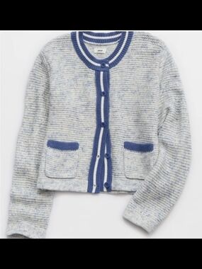 Aerie NWT Cotton Blue and White Knit Cardigan